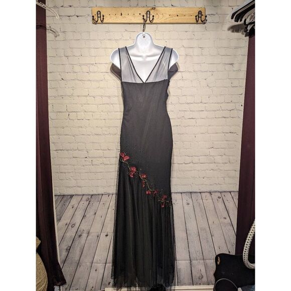 Xscape vintage beaded silk mermaid gown formal 4 - Picture 4 of 6